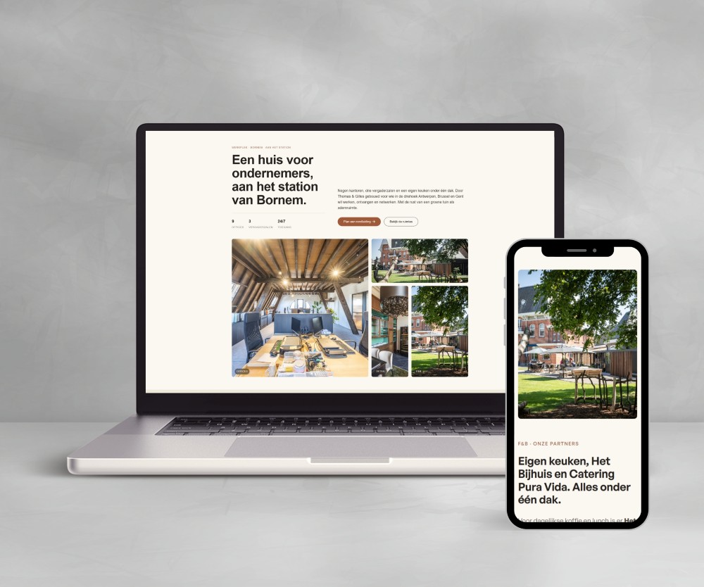 Website mockup van Het Huis.works op desktop